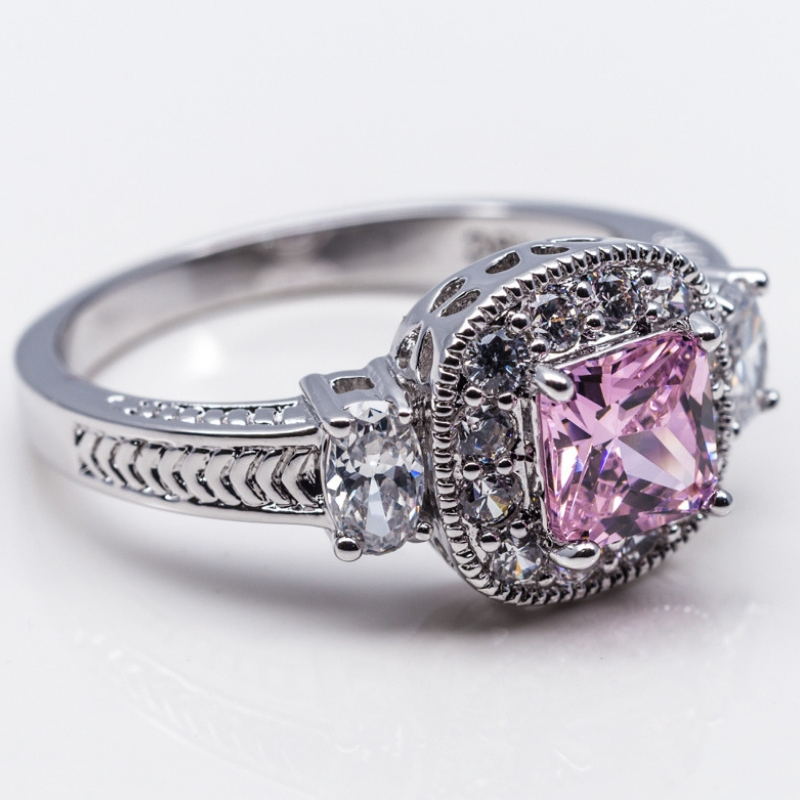 Princess-Cut Pink Fashion Ring